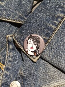 A creepy-cool Madonna Zombie pinback button! Perfect for horror-loving music fans and collectors. Hand-cut and hauntingly unique.