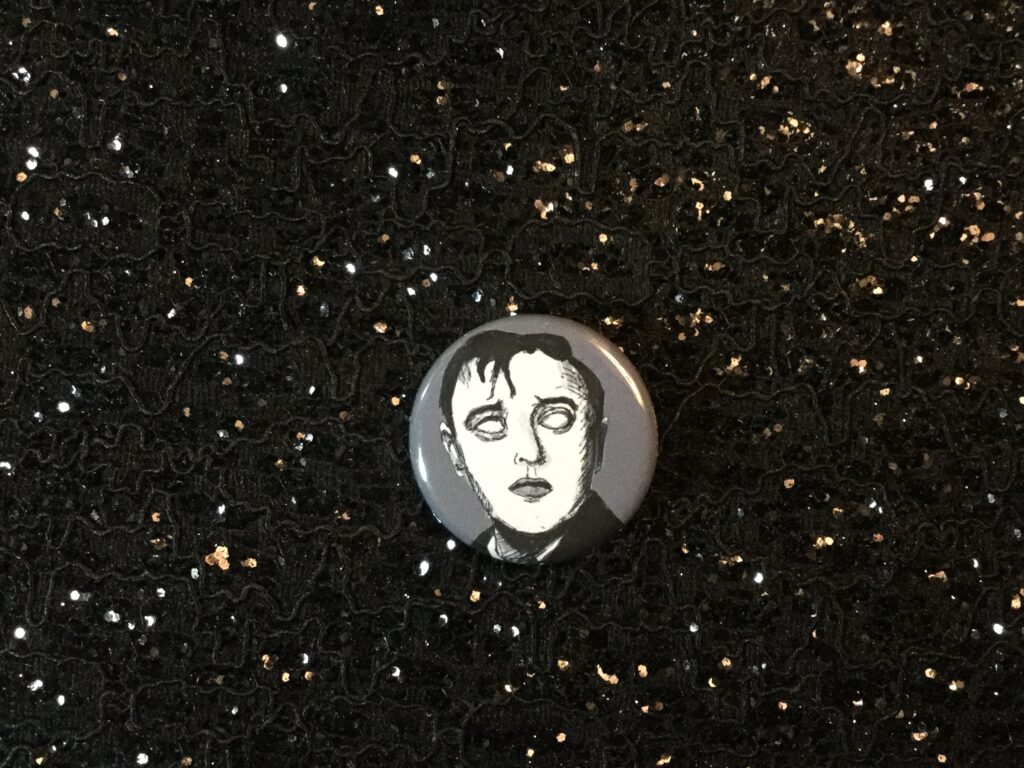Peter Lorre Zombie Pinback Button – Spooktacular Gift for Horror Fans!