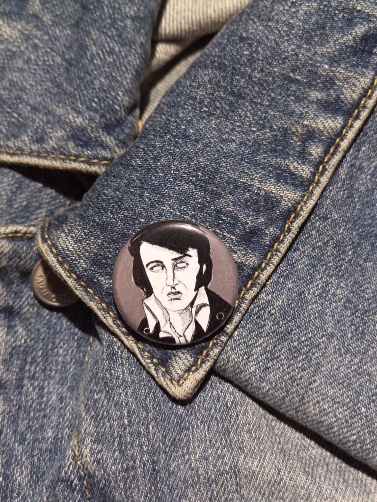 Zombie Elvis Presley Pin – Spooky Rock ‘n’ Roll Button Gift